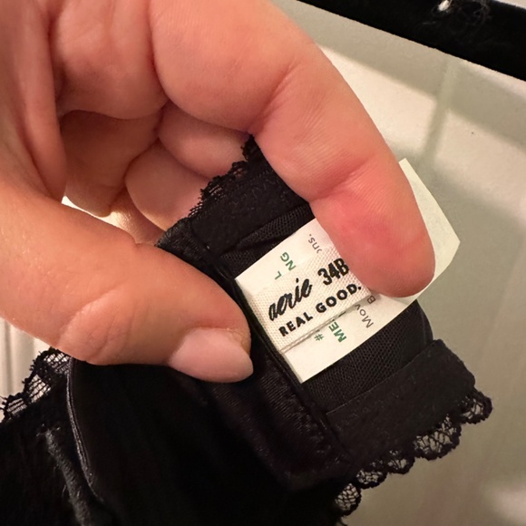 American Eagle Aerie Real Power Plunge Push Up Sunflower Lace Bra Black size 34B - Picture 5 of 5